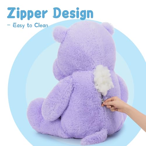 Image of BENINY 36 Inch Giant Hippo Stuffed Animal, Oversized Purple Hippo Plush Pillow, Soft Humongous Hippopotamus Toy Gift for Kids, Boys and Girls