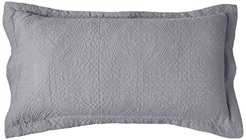 Superior Cotton Fleur De Lis Bedspread Set, Warm Blankets, All-Season Bedding, Bedroom Decor, Decorative Boho Medallion Coverlet, Includes 1 Bedspread, 2 Pillow Shams, King, Grey