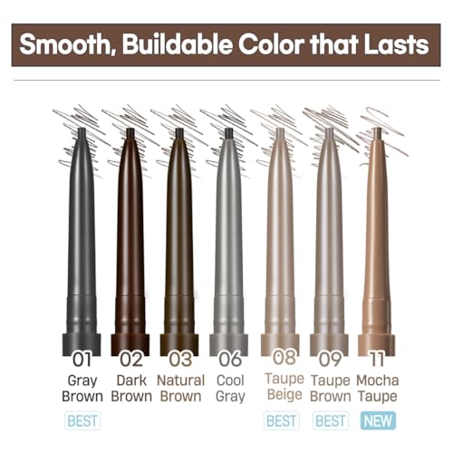 Image of PERIPERA Speedy Skinny Brow (01 Gray Brown),1.5mm Precise Eyebrow Pencil, Dual-Sided Fine Tip Shades, Define Fills Brow Make up, K Beauty, Korean Make-up, Safe for Sensitive Skin
