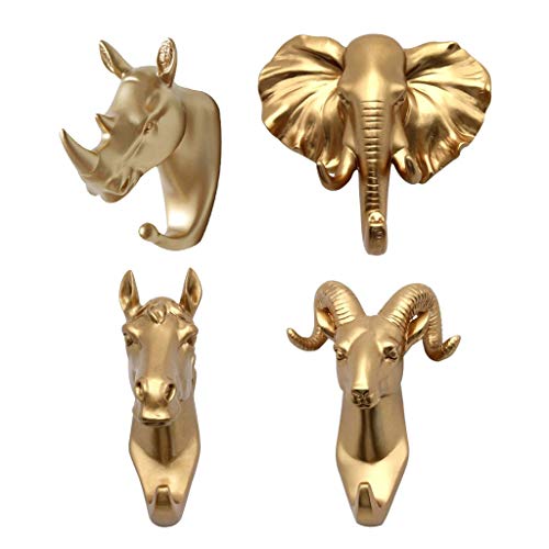 CUTICATE 4X Vintage Animal Head Gancho De Pared Llaves