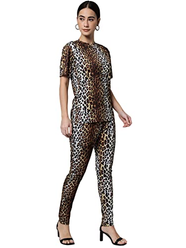 Image of RABBY Women Printed Track Suit Top Trackpant Co-ord Set Regular Fit Night Suit Notched Top and Pants Set For Ladies Travelling, Jogging, Running, Sports