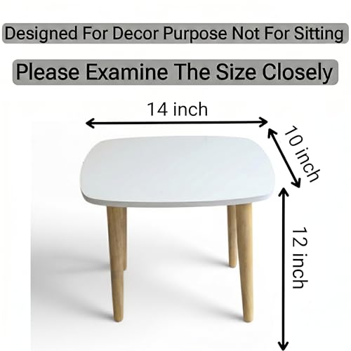 Image of Modern Rectangle Side Table with 4 Wooden Legs, Minimalist End Table /Coffee Table for Living Room, Bedside Nightstand for Bedroom, Balcony & Small Spaces