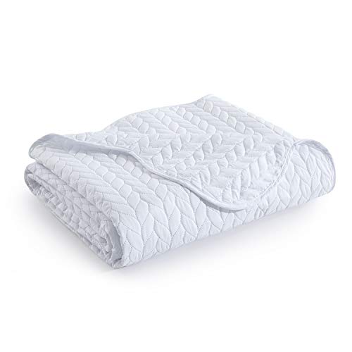 Moonlight20015 Summer Quilt Set Full/Queen 90" X 96" With 1 Quilt & 2 Pillow Shams Lightweight Reversible Coverlet Embossed Quilted Bedspread With Matt Finish (White) #TOP4