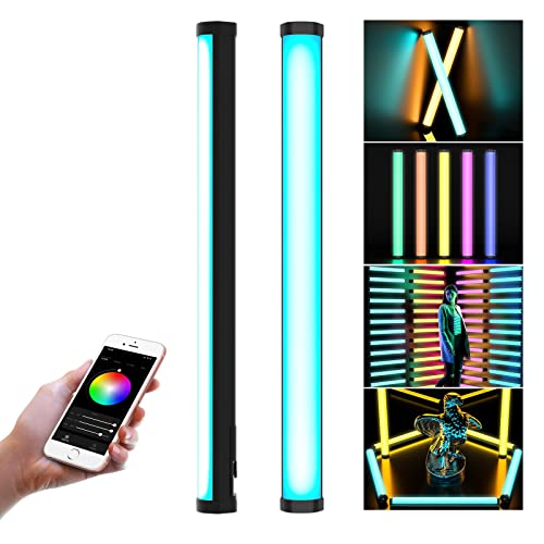 EACHSHOT Handheld Light Wand Bi-Color RGB Fill-in LED Bulbs Lighting for Video Photo DSLR with Build-in 5200mAh Battery [APP Control]