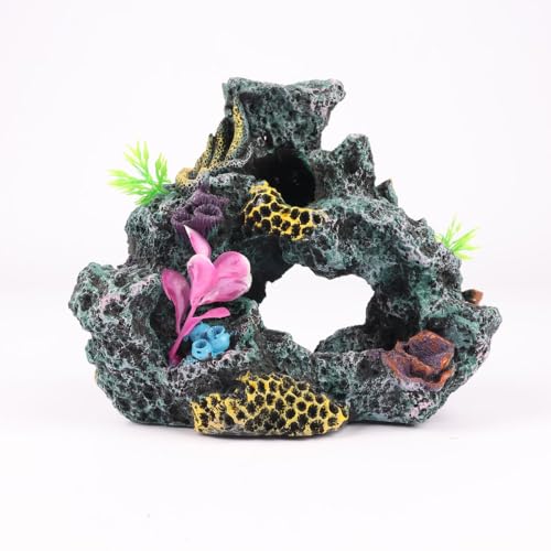 Atlantis Aquarium Rock Cave Decoration | Multi-Color Artificial Rock Formation with Holes | Safe Resin Decor for Fish Tanks | Enhances Aquatic Environment | Easy to Clean and Maintain (Rock Cave)