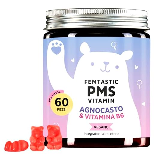 Bears with Benefits Orsetti gommosi per la sindrome premestruale - agnocasto & vitamina B6 ed estratto di Dong Quai - per mitigare i fastidi mestruali - vegani, senza additivi - 60 pezzi