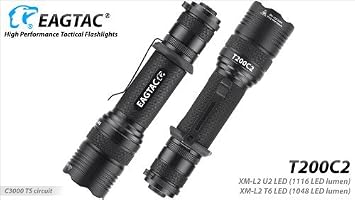 T200C2 XM-L2 LED Flashlight, Black