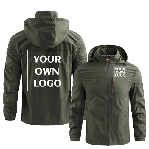 Windbreaker Jackets for Men's Track Custom Design Logo Text Athletic Lightweight Waterproof Rain Coat