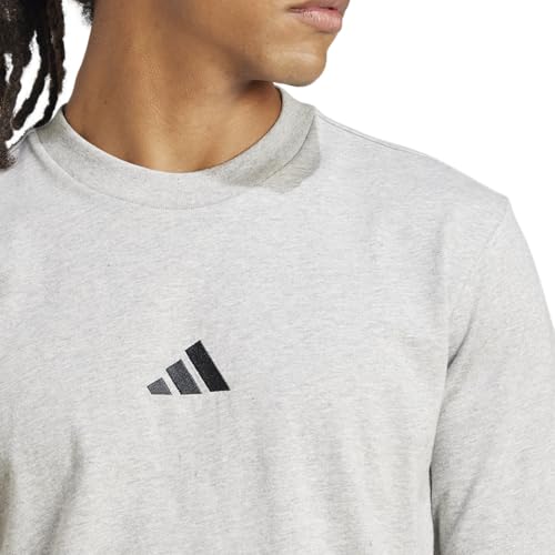 adidas Men's Essentials Small Logo Single Jersey T-Shirt, Medium Grey Heather/Black