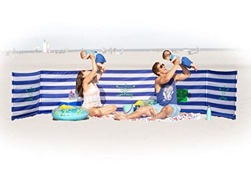 BEACH FENCE Premium 20 ft Beach Windscreen Privacy Screen Wind Blocker - Original Nautical Free Rubber Mallet and Carry Bag Included