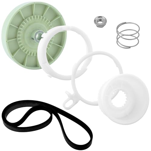 W10721967 Washer Pulley Clutch Kit & W10006384 Drive Belt Compatible for Whirl-Pool Ken-More May-tag by MIFLUS
