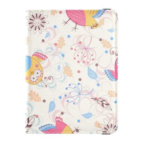 Uccelli e Fiori Vintage Cartoon Sfondo Passaporto e Vaccino Card Holder Combo Card Custodia per passaporto con slot per carte di vaccino Uomini Portafoglio da viaggio per di