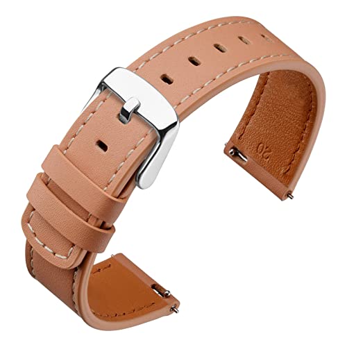 Image of ANNEFIT 22mm Watch Band, Quick Release Genuine Leather Replacement Strap (Apricot)