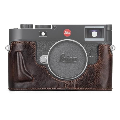 MUZIRI KINOKOO Funda para Leica M11 M11-P M EV1, Funda Protectora de Cuero Genuino de Primera Calidad para cámaras Leica M11/M11-P/M-EV1, con empuñadura y diseño con Fondo Abierto - Café