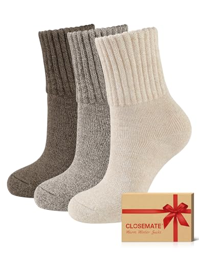 CLOSEMATE 3 Pares Calcetines Termicos Mujer Invierno sin Costuras Frio Extremo Calientes de Algodón Grueso Forro Grueso Tonos Marrón Regalo CLOSEMATE 3 Pares Calcetines Termicos Mujer Invierno sin Costuras Frio Extremo Calientes de Algodón Grueso Forro Grueso Tonos Marrón Regalo