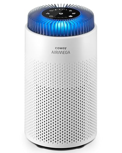 COWAY Purificateur d'Air pour Chambre & Maison. Idéal Allergies, Poussière, Pollen, Poils Animaux, Odeurs. Ultra-Silencieux 18,4 dB. Performance CADR 120,1...