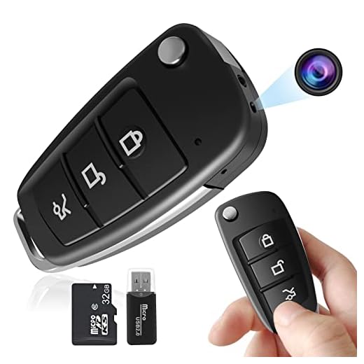 Spy Hidden Portable Mini Keychain Camera, 1080P Car Key Video Hidden Camera , HD Small Security DVR Camera with IR Night Vision, Spy Nanny Cam Mini Camera Video Recorder for Indoor and Outdoor,