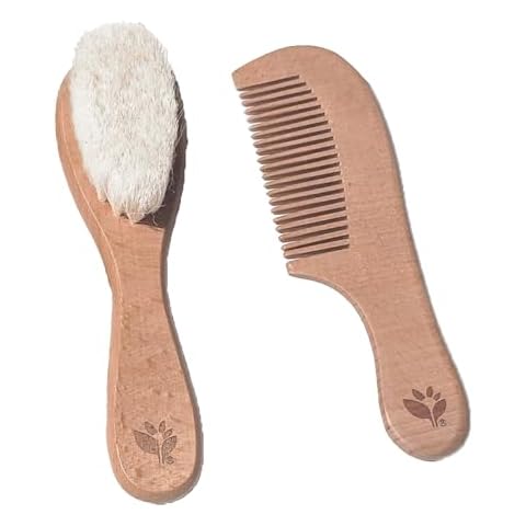 green sprouts Baby Brush & Comb Set | Gently grooms baby's hair | Made of natural wood and bristles Cover