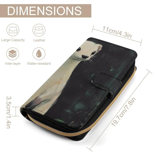 White Weasel Stoat Long Wallet for Women Men Purses Coin Pouch Credit Card Holder Organizer2