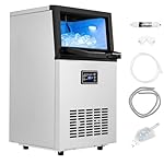 TANGZON Commercial Ice Maker Machine, Stainless Steel Ice Machine with 15 Thickness, Self-Cleaning, Digital Control & Ice Scoop, Ice Cube Maker for Home Bar Supermarket (23kg/24H, 5kg Ice Storage)