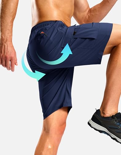 Image of Pudolla Men's Hiking Cargo Shorts with 5 Pockets Lightweight Casual Shorts