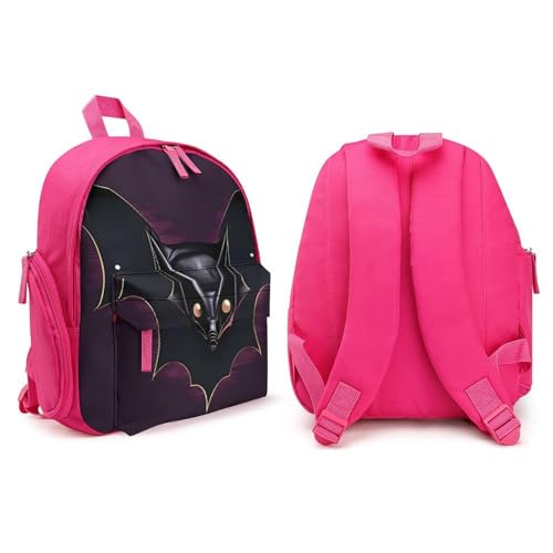 Black Ghost Bat Backpack for Men Women, Durable Small Bookbag Lightweight Daypack for Travel, Hiking, Pink-style4