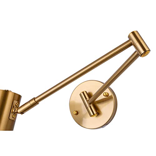 Swing Arm Plug In Wall Sconce Set Of 2, Brass 4500K Neutral White Swivel Arm Led Wall Lighting For Bedroom Living Room #TOP2