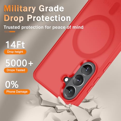 Image of YENAPOON for Samsung Galaxy S26 FE Case, Matte Magnetic Phone Cover, Red