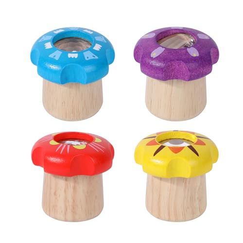 WODI 1PCS Wooden Kaleidoscope for Kids - Montessori Educational Optical Toy, Vintage Birthday Gift for Boys Girls Ages 3-12, Travel Sensory STEM Learning (Blue)