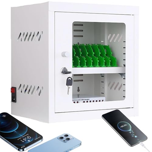 12-Slot Cell Phone Charging Station with Combination Lock - Secure Smartphone Locker for Schools, Hotels, Offices - Mini Storage Solution for Device Charging and Safety
