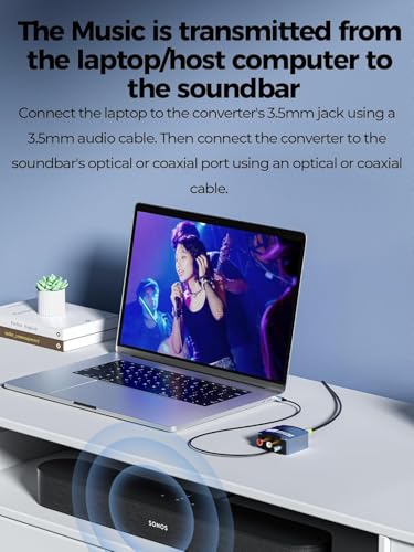 Image of Tobo Analog to Digital Audio Converter, RCA (L /R) to Optical Toslink Coaxial Adapter, 3.5mm AUX Jack to Toslink Coaxial Optical Connector for PS3 PS4 DVD HDTV Home Cinema Systems TD-1177H