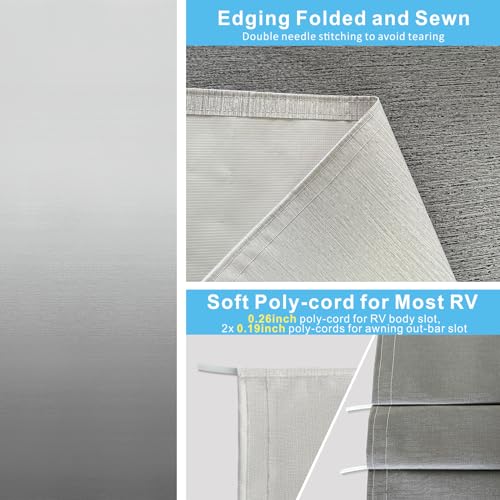 Image of Dulepax RV Awning Fabric Replacement(15'2 inch Fabric) Heavy Duty 19.5 oz Vinyl Fabric -Camper Awning Replacement Universal Replacement RV Awnings with Pull Strap for All Awning Brands-Senior Fade Grey