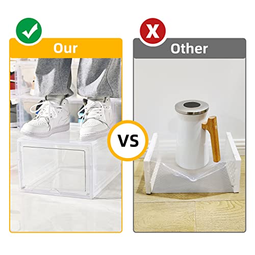 KEFA 8 Pack XXL Large Shoe Storage Box Fit for Size US 15, Shoe Organizer Clear Plastic Shoe Boxes (8 PACK CLEAR) - Image 6