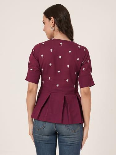Image of Brownverse Pure Cotton Women's Embroidered Top