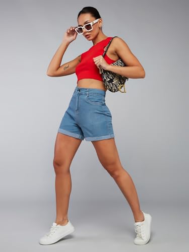 Image of Dolce Crudo Women's Regular High Rise Stretchable Denim Shorts