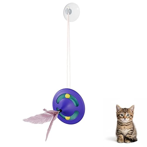 Vantico Interactive Cat Turntable Toy, Green, Feather Teaser with Suction