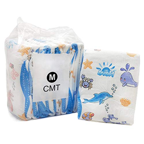 Adult Baby Diaper One time Diaper ABDL Incontinence Underwear DDLG 8 Pieces (Blue sea mode)