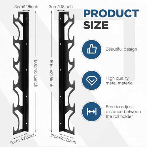 Image of 6 Roll Vinyl Roll Holder Adjustable Metal Vinyl Rack Wall Mount for Car Wrap Material Transfer Paper Tape Wallpaper Window Film Garage Workshop, Bracket Only