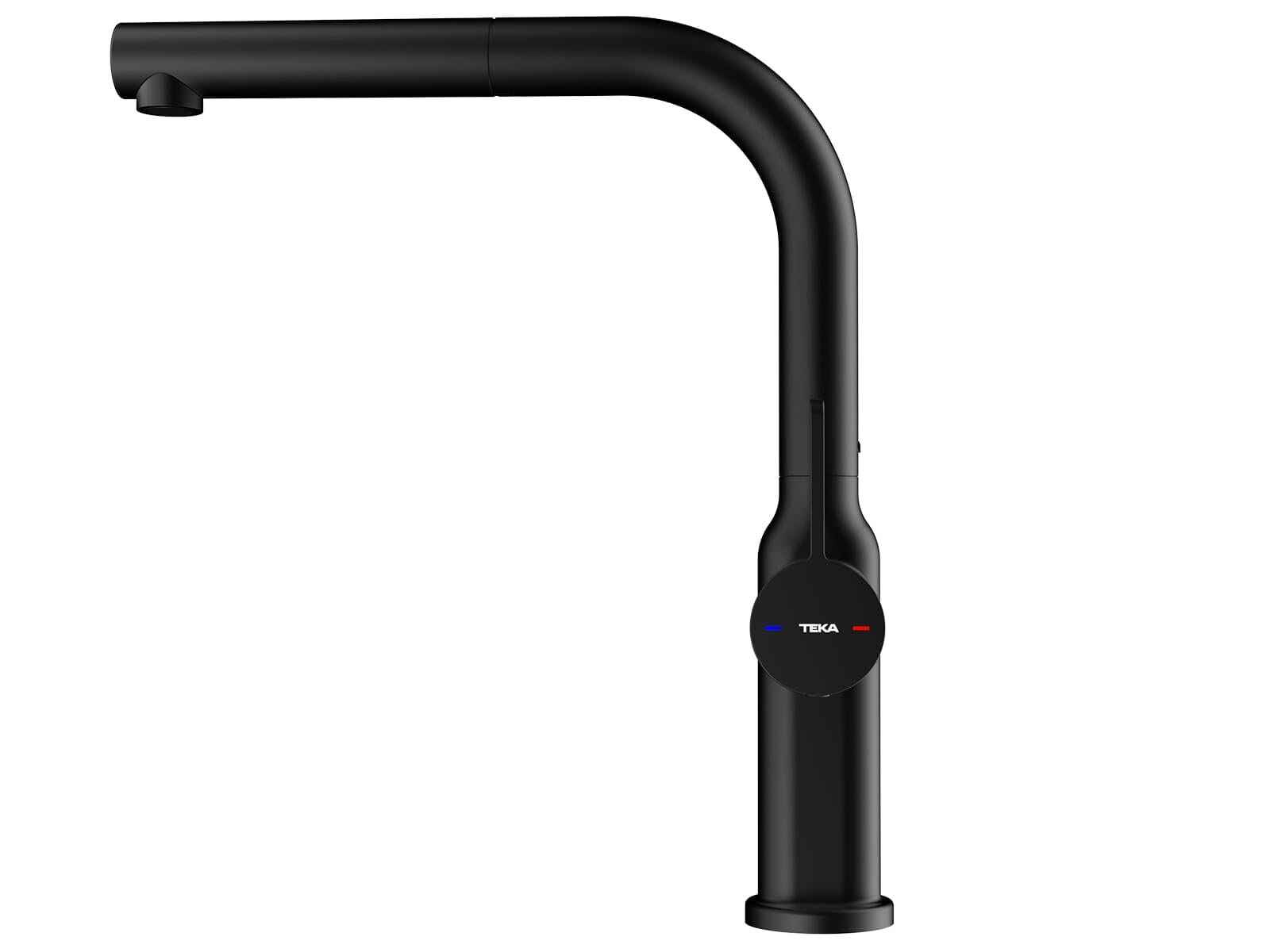 TEKA Grifo Cocina Monomando, Caño Alto Giratorio 360°, Maneral Extraíble, Aireador Antical, Manguera Flexible, Acabado Negro, Modelo OVAL 938