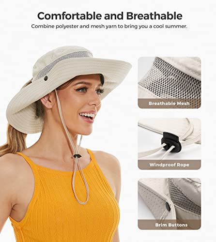Sun Hat With Ponytail Hole For Women,Sun Uv Protection Upf50+ Waterproof Beach Bucket Safari Hiking Hat For Women Beige #TOP4