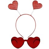 TERSE Valentines Day Heart Headband Sequins Hearts shaped headband for Women Red Cute Heart Head Boppers Props Party Wedding Holiday Costume Hair Accessories