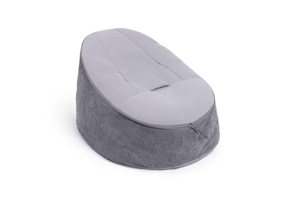 doomoo Transat Bébé Evolutif Fauteuil Enfant Seat'n Grow- Dès la Naissance et jusqu'à 25kg - Ultra Confort - Remplissage Microbilles et Tissus en Coton Doux Oeko-Tex et GOTS, Gris