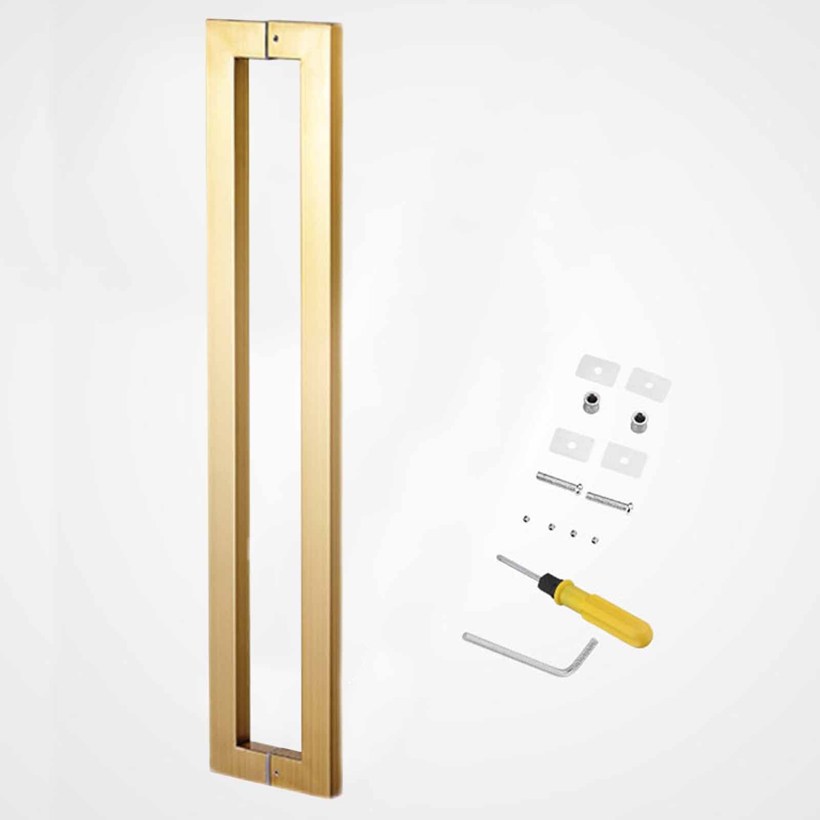 Cwcqgh Gold Barn Door Sliding Door Handle Double Sided Push Pull Door Handle, Bar Pull For Shower Sliding Barn Glass/Wooden Door, Modern Rectangle Stainless Entry Doors Handles,-100Cm/39.4In - 96Cm