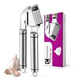 Presse Ail Inox 304 CULINARISE – Presse Ail Professionnel Tout Inox, Grande Cavité 1 à 2 Gousses, Écrase Ail Manuel, Nettoyage Facile, Compatible Lave Vaisselle, Rangement Facile