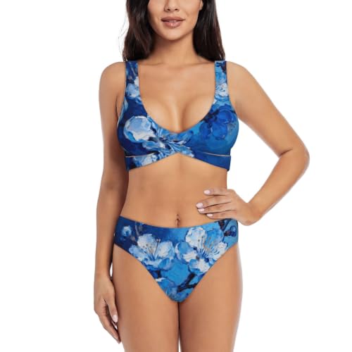 Maillot de bain deux pièces d'exception imprimé floral raffiné et ajustable
