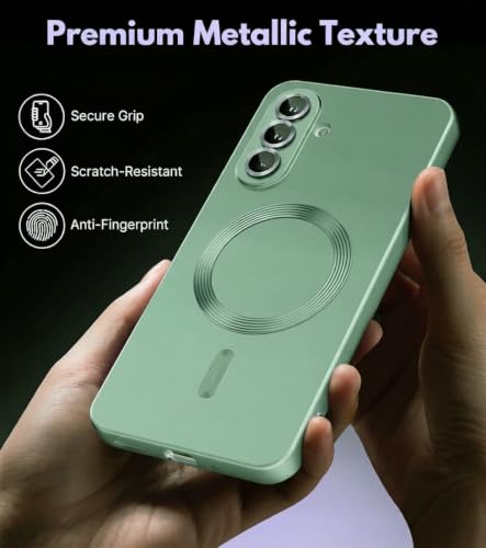 Image of DIZORO Samsung A37 Case, Compatible with Mag Safe Back Cover, Matte Luxury Metallic Luster Flexible TPU Wireless Charging Shockproof Case with Camera Protector (Metallic Silver)