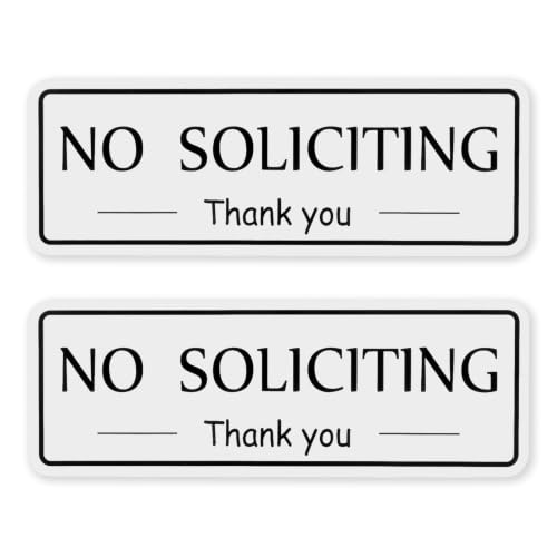 Image of MOWPOG 2 Pack No Soliciting Sign Sticker for House Front Door, White /Black