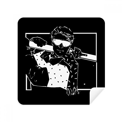 Chiffon de nettoyage ski noir pour lunettes de vue et écrans de téléphone en suède x2