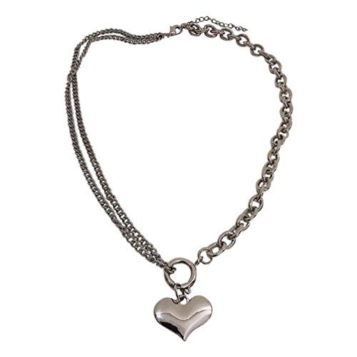 CIBIRICH Chunky Necklaces for women Multilayer Punk Chain Silver Statement Collar Necklace