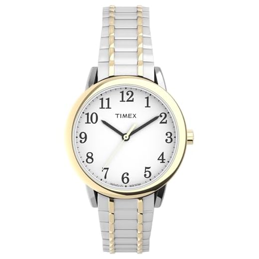 Timex Women's TW2P78700 Easy Reader Two-Tone Stainless Steel Expansion Band Watch, Two-Tone/White